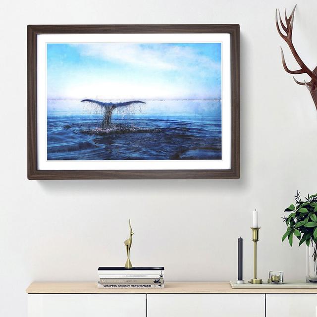 Whale Tail from the Ocean - Picture Frame Painting Print East Urban Home Size: 24cm H x 33cm W x 2cm D, Frame Option: Walnut Framed on Productcaster.