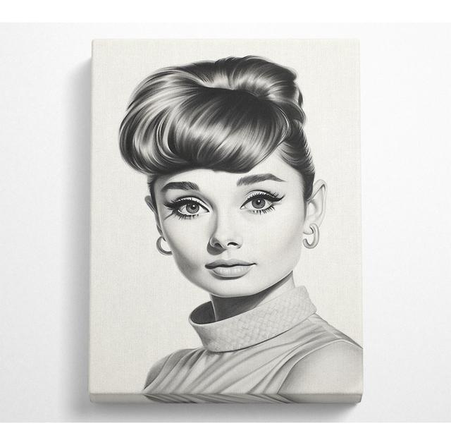 Audrey Hepburn Woman Sketch - Wrapped Canvas Art Prints Bright Star Size: 81.3cm H x 50.8cm W x 10cm D on Productcaster.