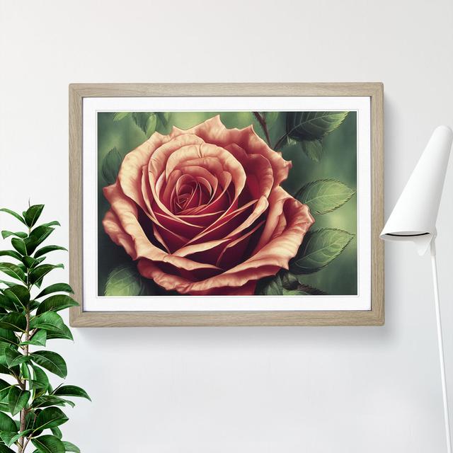 Soothing Rose Flower - Single Picture Frame Print 17 Stories Size: 46cm H x 64cm W x 2cm D, Frame Colour: Oak on Productcaster.