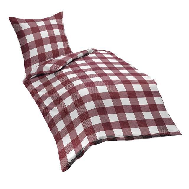 Riva Petrol Reinforced Cotton Microfibre 144 TC Reversible Duvet Cover Set Fleuresse Size: Double Duvet Cover + 2 Standard Pillowcases, Colour: Red on Productcaster.