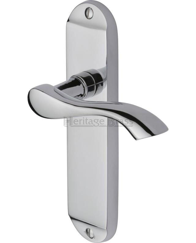 Heritage Door Handle Lever Latch Algarve Design (Set of 2) Heritage Brass Finish: Polished Chrome on Productcaster.