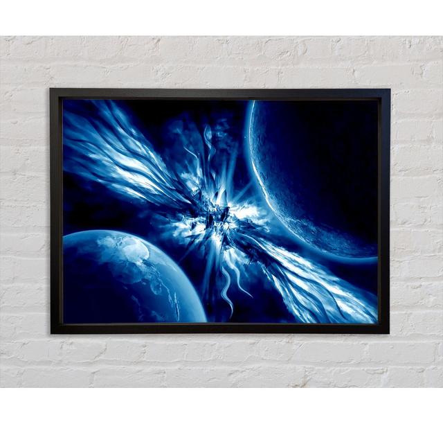 Blaue geflügelte Planeten - Einzelne Bilderrahmen Kunstdrucke auf Leinwand Bright Star Größe: 100 cm H x 141,4 cm B x 3,3 cm T on Productcaster.