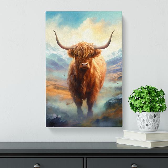 Highland Cow Romanticism - Art Prints Alpen Home Size: 50cm H x 35cm W x 3cm D on Productcaster.