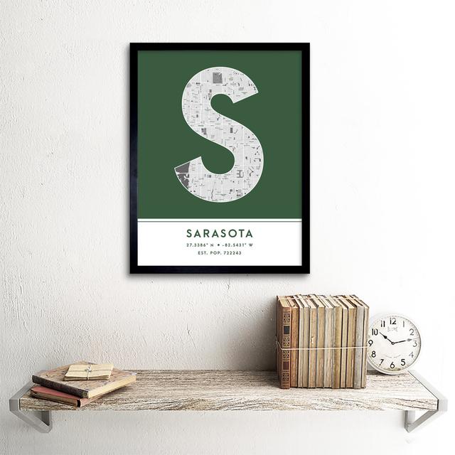 Sarasota City Map Sarasota Green by Wee Blue Coo - Single Picture Frame Typography Wee Blue Coo on Productcaster.