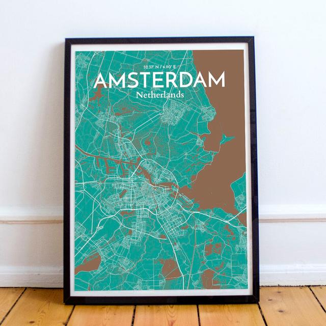 Amsterdam City Map - Unframed Graphic Art Print on Paper East Urban Home Size: 50.8cm H x 40.6cm W x 0.13cm D on Productcaster.