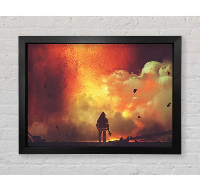 The Fireman Retreats - Single Picture Frame Art Prints Rosalind Wheeler Format: Black Framed Paper, Size: 84.1cm H x 118.9cm W x 3.4cm D on Productcaster.