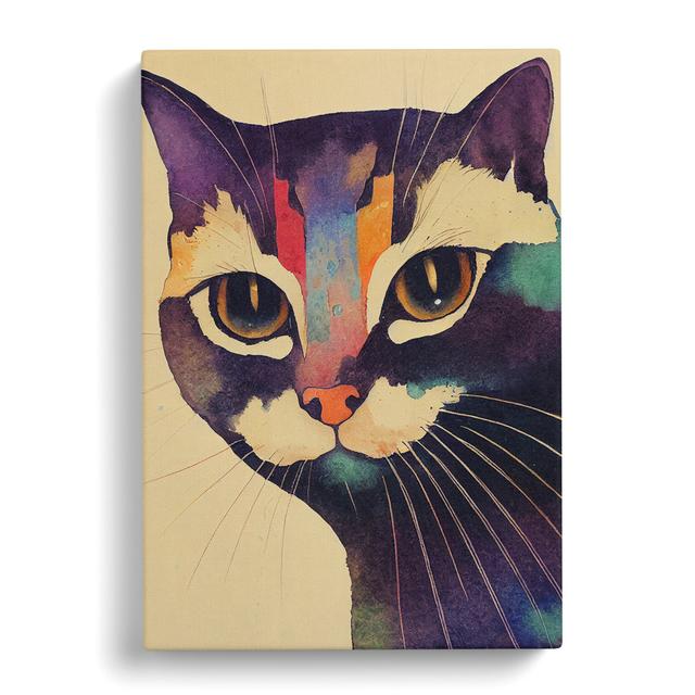 Watercolour Cat No.3 - Wrapped Canvas Graphic Art Marlow Home Co. Size: 50cm H x 35cm W x 3cm D on Productcaster.