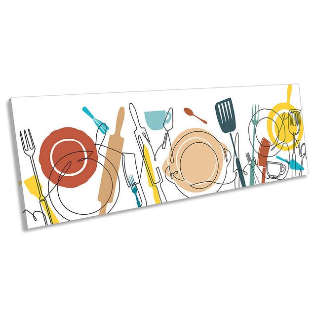 Kitchen Cooking Utensils - Wrapped Canvas Panoramic Print 17 Stories Size: 40.64cm H x 121.92cm W on Productcaster.