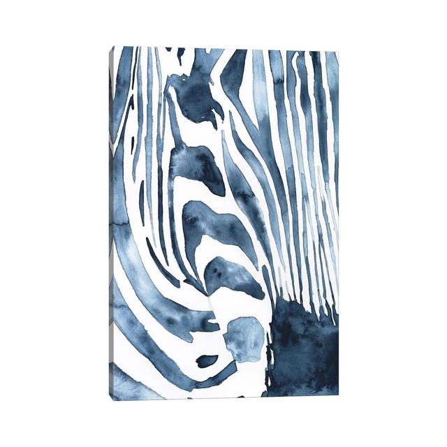 Indigo Zebra I by Victoria Borges - Wrapped Canvas Painting Latitude Vive Size: 66.04cm H x 45.72cm W x 1.91cm D on Productcaster.