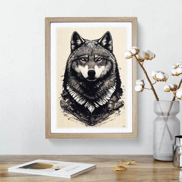 XV1022-5284X Wolf Sketch - Single Picture Frame Print Alpen Home Size: 34cm H x 25cm W, Frame Colour: Beige on Productcaster.