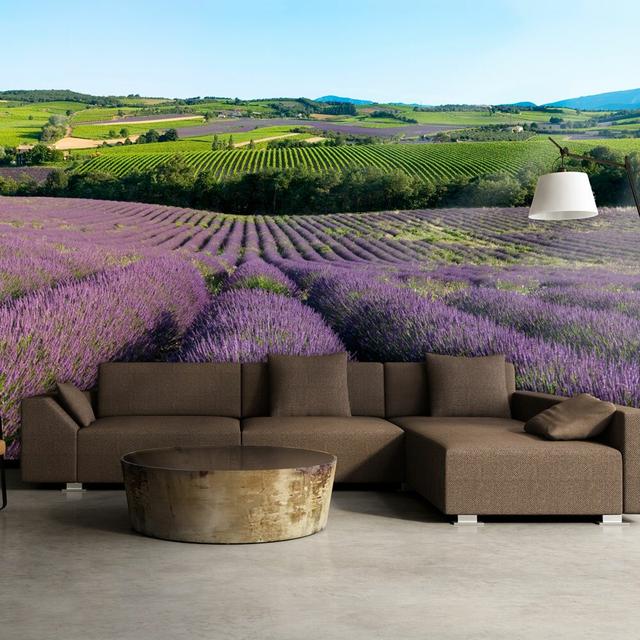 Glatte Tapete Lavender Fields East Urban Home Größe: 400 cm x 309 cm on Productcaster.