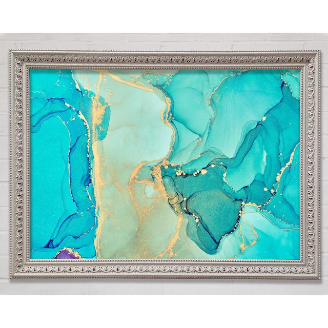 Turquoise Blue Gold Glitter Beauty - Single Picture Frame Art Prints Bright Star Size: 59.7cm H x 84.1cm W x 3cm D on Productcaster.