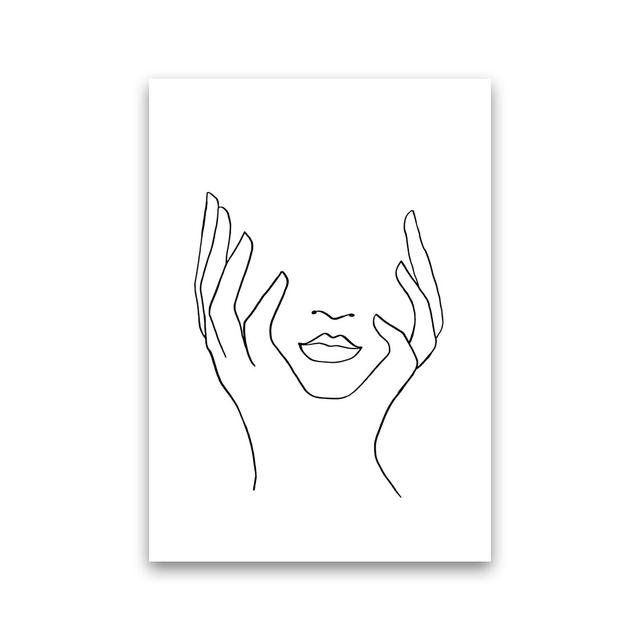 Line Art Holding Face by Planeta444 - Graphic Art Print on Paper Metro Lane Frame Option: No Framed, Size: 84.1cm H x 59.4cm W x 4cm D on Productcaster.