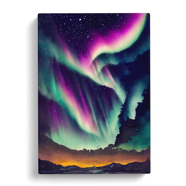 Watercolour Aurora Borealis Vol.2 - Wrapped Canvas Graphic Art Marlow Home Co. Size: 60cm H x 40cm W x 3cm D on Productcaster.