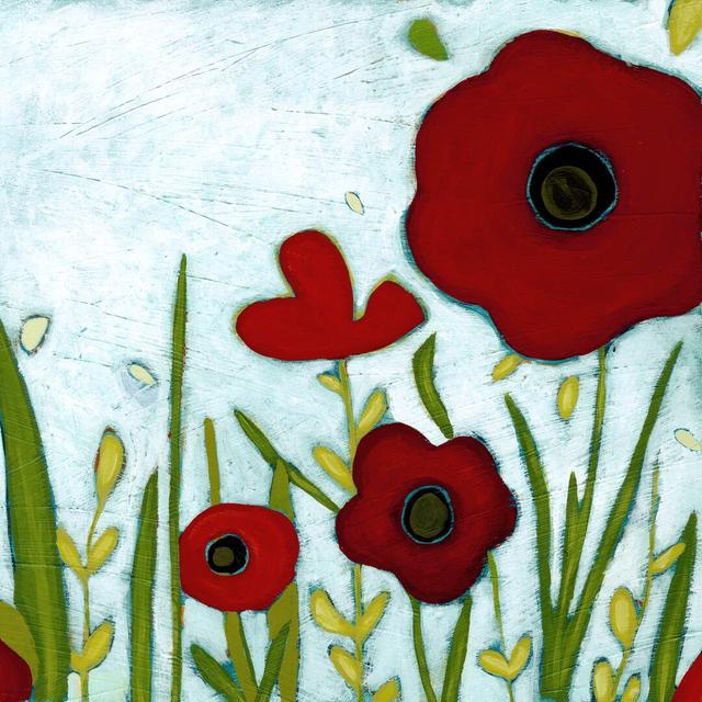 Precious Poppies IV by June Erica Vess - Wrapped Canvas Painting Rosalind Wheeler Size: 91cm H x 91cm W on Productcaster.