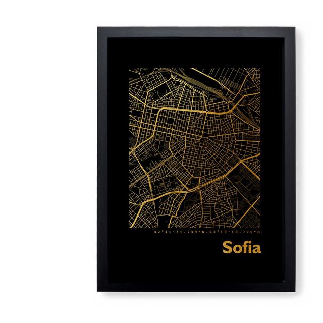 Sofia Map - Picture Frame Graphic Art Print on Paper Brayden Studio Size: 42.5cm H x 32.5cm W x 3.5cm D on Productcaster.