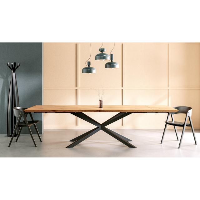 Deller Extendable Luxury Premium Dining Table Made of solid Oak August Grove Size: 220 cm W x 90 cm L on Productcaster.