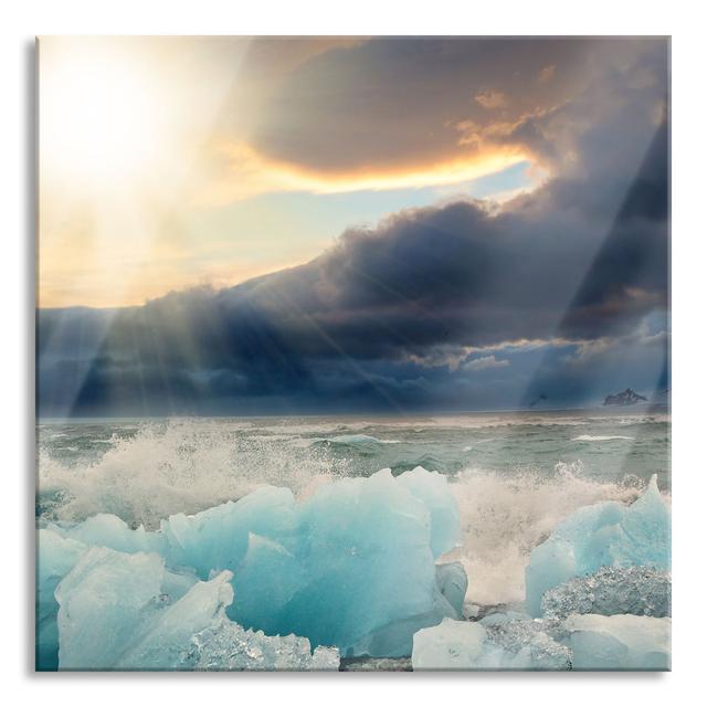 Blue Polar Ice in the Sunshine - Photograph Print on Glass Highland Dunes Size: 80cm H x 80cm W x 0.4cm D on Productcaster.