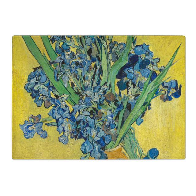 Iris Flowers in a Vase by Vincent Van Gogh Chopping Board East Urban Home Size: 0.4cm H x 20cm W x 28.5cm L on Productcaster.