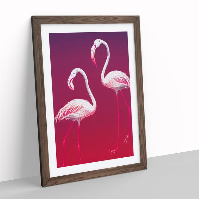 A Pair of Flamingos - Picture Frame Graphic Art Bay Isle Home Size: 34cm H x 25cm W x 2cm D, Frame Colour: Walnut on Productcaster.