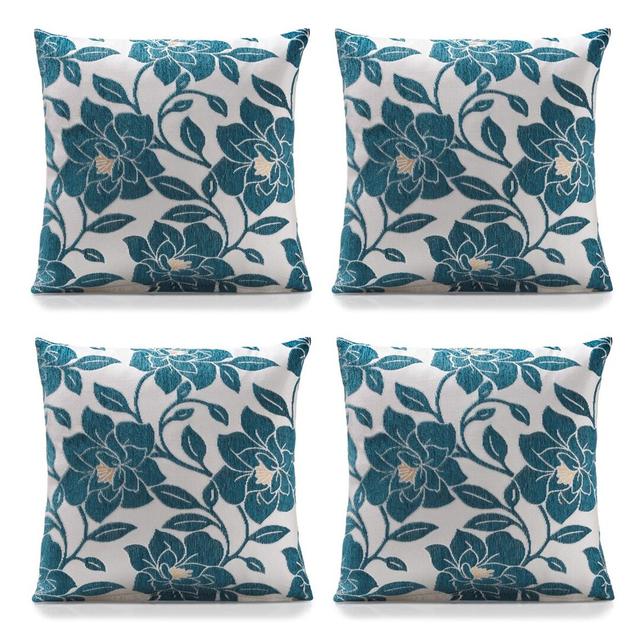 Bevis Cushion with Filling (Set of 4) Zipcode Design Colour: Teal, Size: 45 cm H x 45 cm W x 15 cm D on Productcaster.