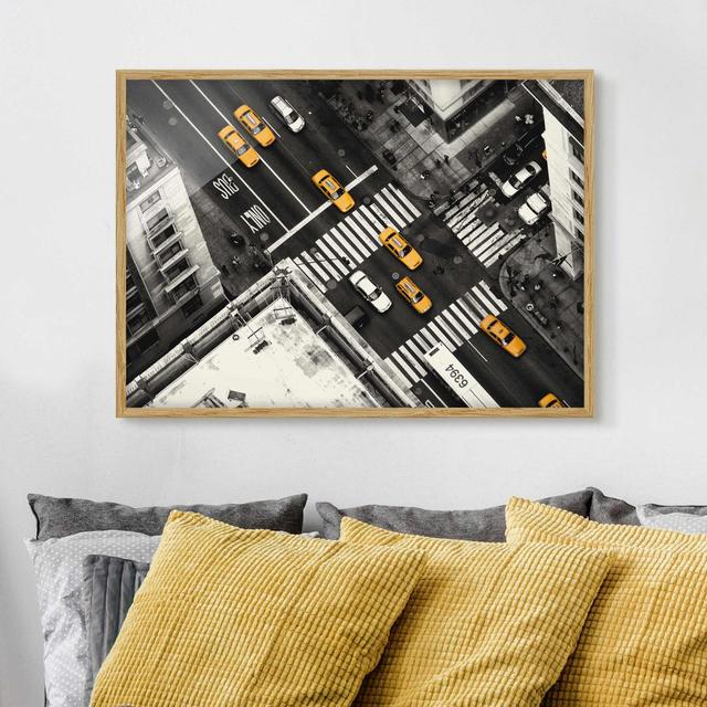 New York City Cabs - Picture Frame Photograph Ebern Designs Size: 70cm H x 100cm W x 2cm D, Frame Option: Brown Framed on Productcaster.