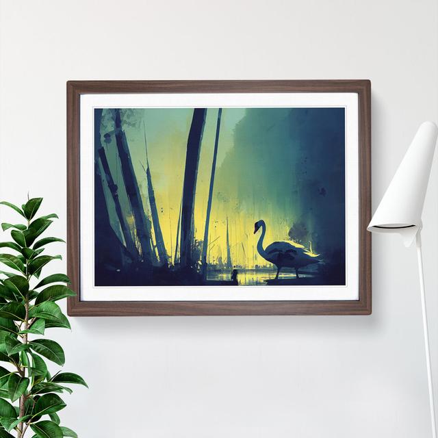 Swan Art Painting Vol.1 - Picture Frame Painting Rosdorf Park Size: 25cm H x 34cm W x 2cm D, Frame Colour: Walnut Framed on Productcaster.