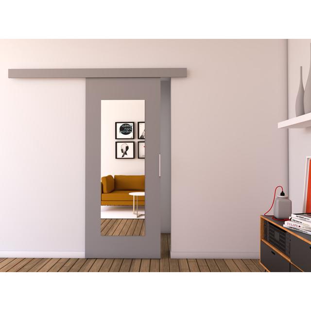 Astrid Veneers Sliding Doors Latitude Run Finish: Grey, Size: 205cm H x 96cm W x 1.6cm D on Productcaster.