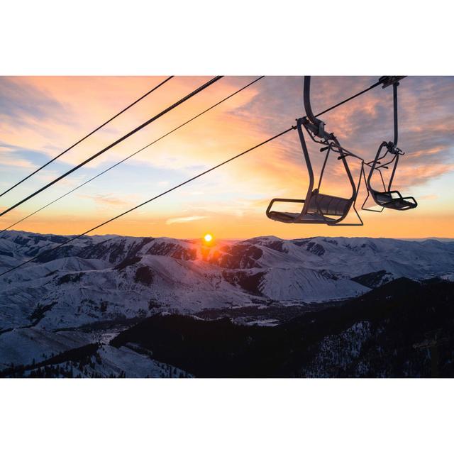 Chairlift Sunrise - Sun Valley, Idaho - Wrapped Canvas Print Ebern Designs Size: 30.48cm H x 45.72cm W on Productcaster.