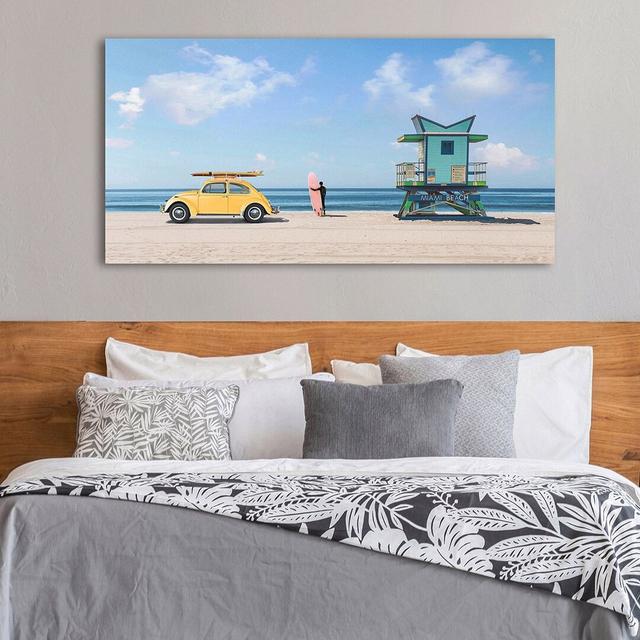 "Waiting For The Waves, Miami Beach" By Gasoline Images Highland Dunes Size: 70cm H x 140cm W x 4cm D on Productcaster.