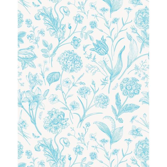 Coquelourde 7m x 75cm Wallpaper Roll Rosalind Wheeler Colour: Light Blue on Productcaster.