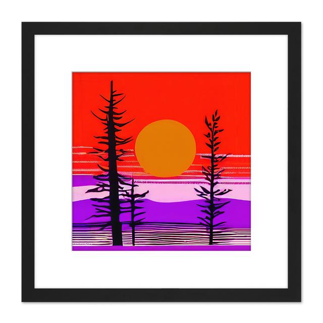 Red Sky Sunset By Lake Colourful Landscape - Picture Frame Graphic Art Wee Blue Coo on Productcaster.