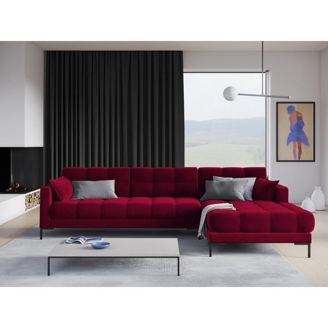 Ecksofa Arvid Canora Grey Polsterfarbe: Rot, Ausrichtung: Rechts ausgerichtet, Farbe der Beine: Schwarz on Productcaster.