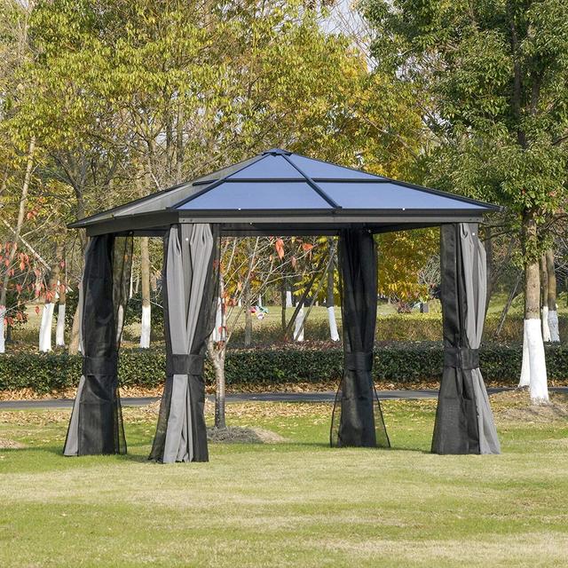 400 cm x 300 cm Pavillon Aarif aus Aluminium Garten Living Gestellfarbe: Grau on Productcaster.