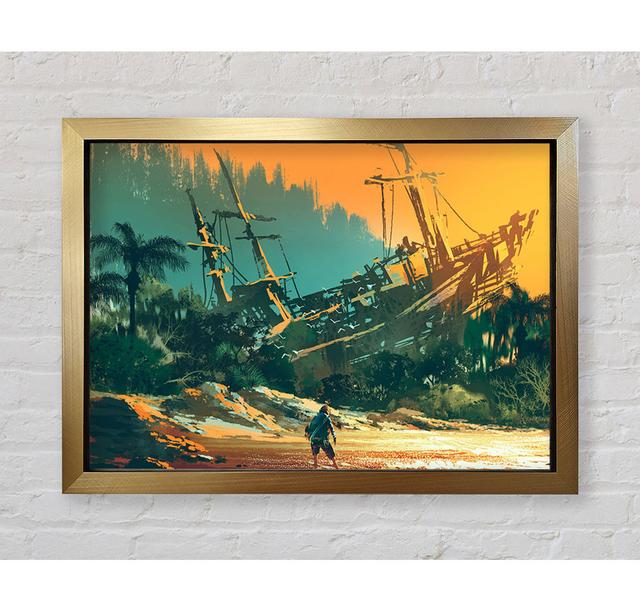 Shipwrecked And Alone Framed Print Highland Dunes Size: 59.7cm H x 84.1cm W on Productcaster.