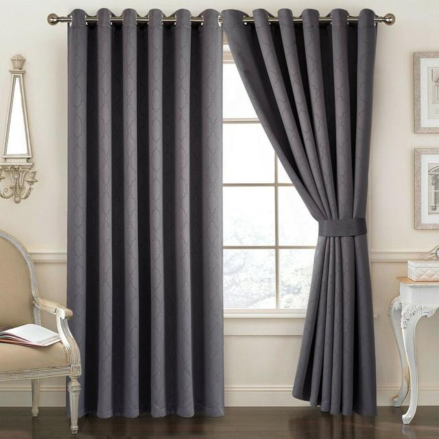 Keegan Eyelet Blackout Thermal Curtains ClassicLiving Colour: Charcoal, Panel Size: 168 W x 137 D cm on Productcaster.