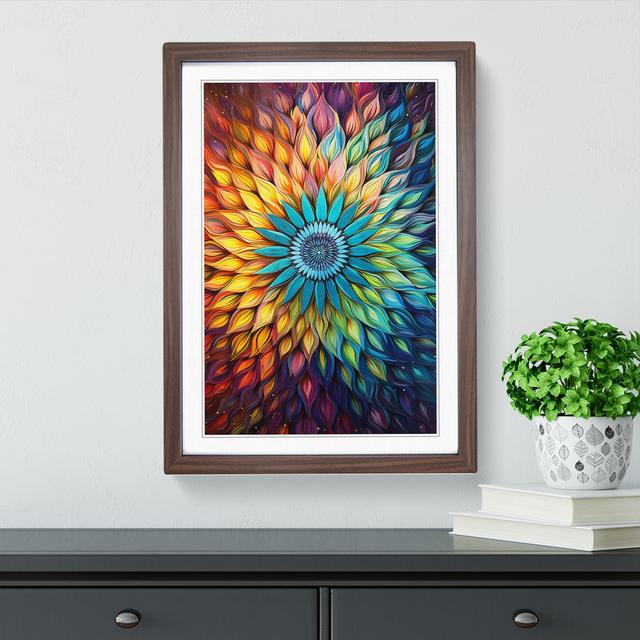 XYZ-FRM-V1223-4472 Mandala Impressionism - Single Picture Frame Print on Wood Big Box Art Frame Colour: Walnut , Size: 46cm H x 34cm W x 2cm D on Productcaster.