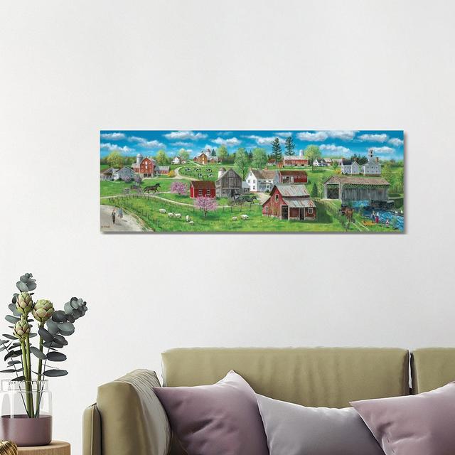 Barns And Silos by Bob Fair - Wrapped Canvas Panoramic Gallery-Wrapped Canvas Giclée Rosalind Wheeler Size: 40.64cm H x 121.92cm W x 1.905cm D on Productcaster.