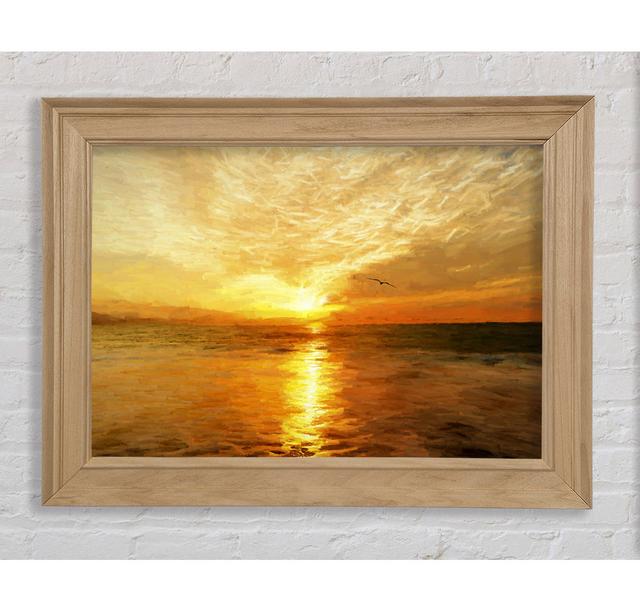 Perfect Sunset Ocean - Single Picture Frame Art Prints Bright Star Size: 100cm H x 141.4cm W x 8cm D on Productcaster.