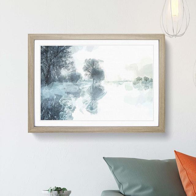 Trees Reflecting in a Lake at Winter in Abstract - Picture Frame Graphic Art Print East Urban Home Size: 50cm H x 76cm W x 2cm D, Frame Option: Oak on Productcaster.