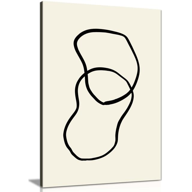 Abstract Black Line Art Beige Background - Wrapped Canvas Art Prints Panther Print Size: 91cm H x 61cm W on Productcaster.