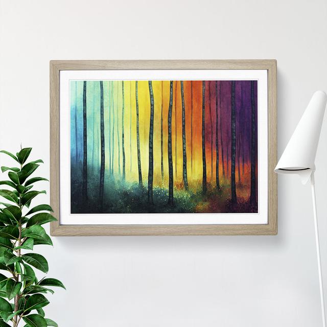 Forest in Technicolour Vol.8 - Picture Frame Painting Alpen Home Size: 34cm H x 46cm W x 2cm D, Frame Colour: Oak on Productcaster.