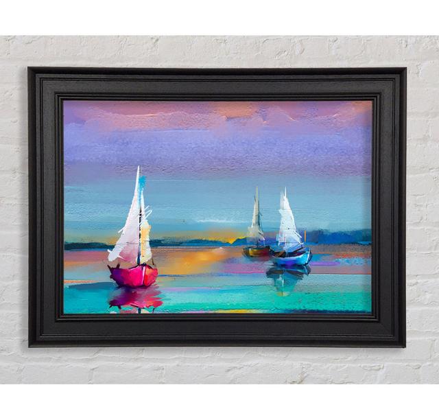 Turquoise Watercolour Boats - Print Longshore Tides Size: 84.1cm H x 142.2cm W x 8cm D on Productcaster.