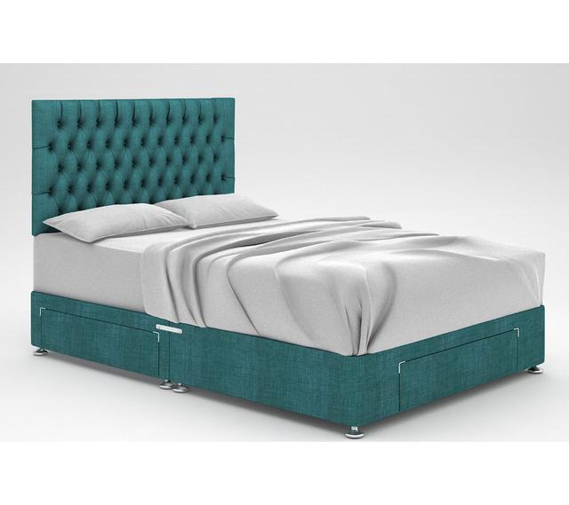 Zawacki Divan Bed Base 17 Stories Storage Type: 2 Drawers/End Drawer, Colour: Teal, Size: Kingsize (5') on Productcaster.