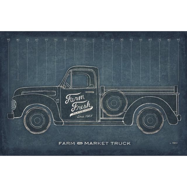 Farm Truck Blueprint by Sue Schlabach - Wrapped Canvas Painting Williston Forge Size: 20cm H x 30cm W on Productcaster.