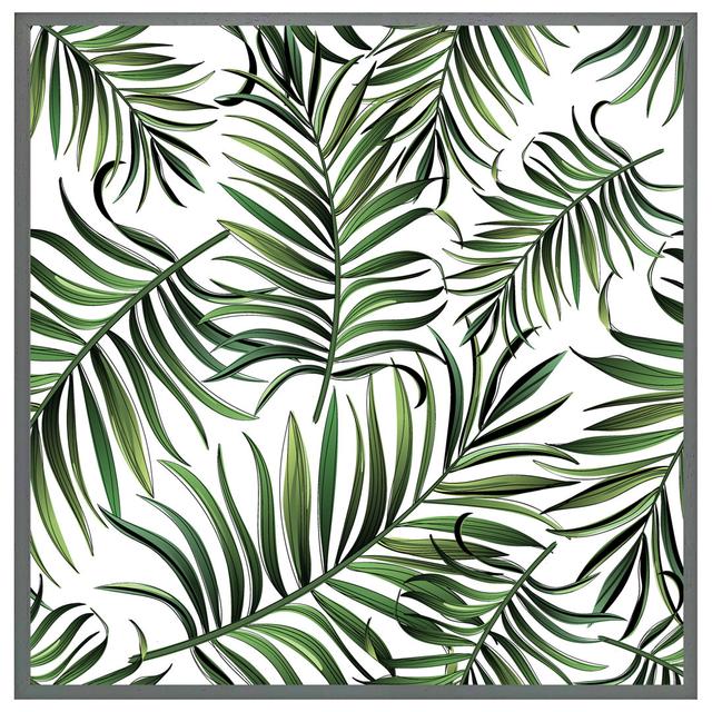 Aaella Palm Leaves - Single Picture Frame Art Prints Bay Isle Home Frame Colour: Grey Framed, Size: 41cm H x 41cm W x 4cm D on Productcaster.