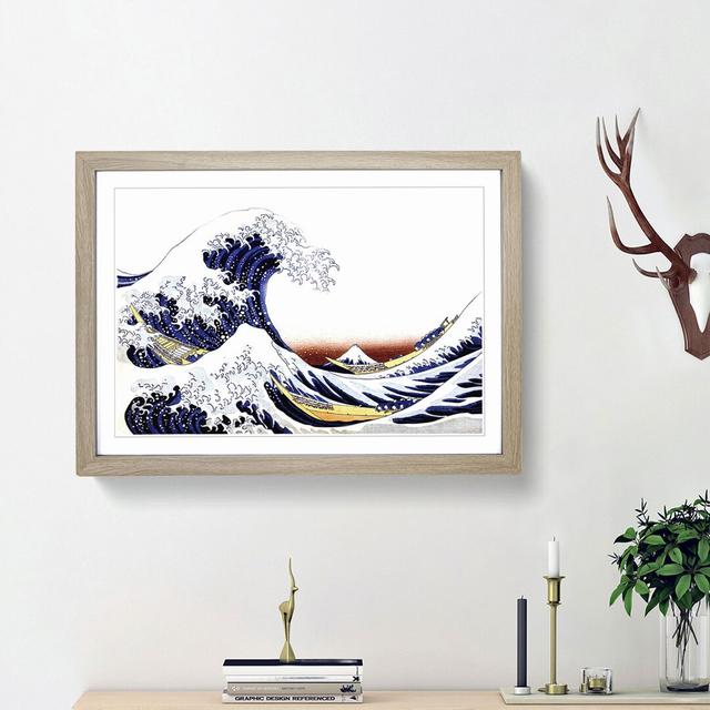 The Great Wave of Kanagawa by Katsushika Hokusai - Picture Frame Painting Print East Urban Home Size: 36cm H x 48cm W x 2cm D, Frame Option: Oak Frame on Productcaster.