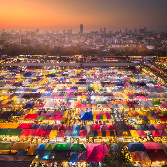 Market In Bangkok 17 Stories Size: 91cm H x 91cm W x 3.8cm D on Productcaster.