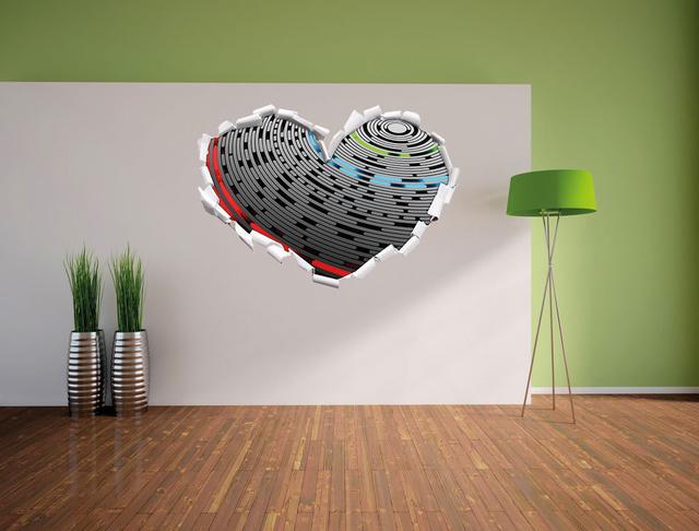 Wandtattoo Abstrakte Schallplatte, Love Music East Urban Home Größe: 64,5 cm H x 92 cm B x 0,02 cm T on Productcaster.