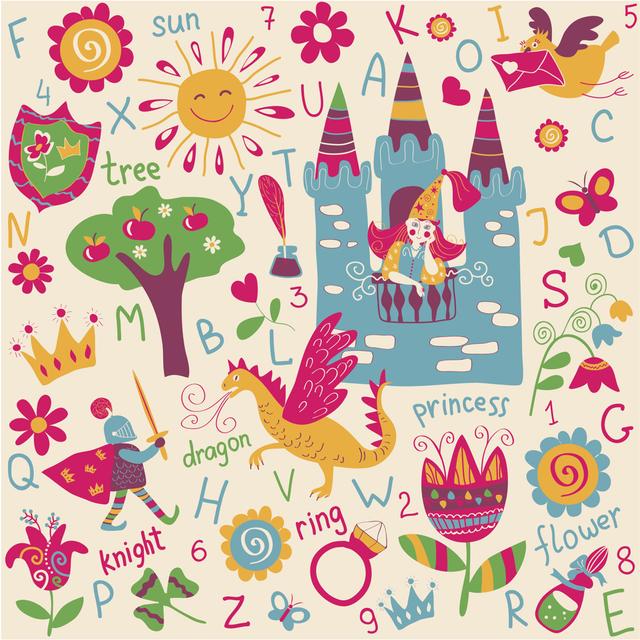 Seamless Pattern Fabulous Alphabet - Wrapped Canvas Print Zoomie Kids Size: 122cm H x 122cm W x 3.8cm D on Productcaster.